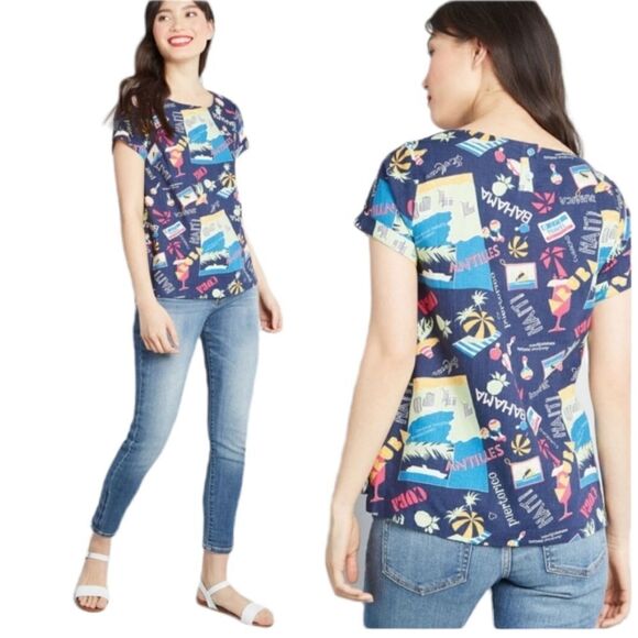 NEW MODCLOTH top‎ delightful demeanor linen short sleeve shirt M - Picture 11 of 11